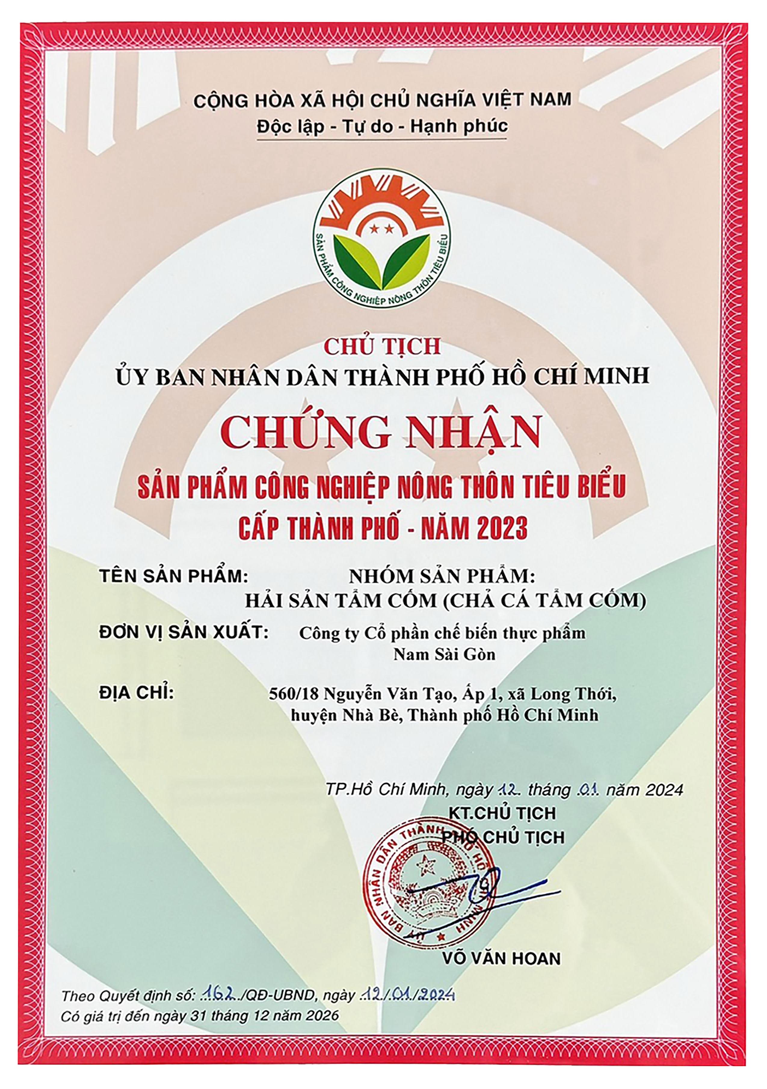 Nhóm sản phẩm tẩm cốm Nam Sài Gòn Food đạt chứng nhận SP CNNT tiêu biểu cấp Thành phố